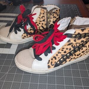Steve Madden Leopard Print Sneakers with Red and Black Details